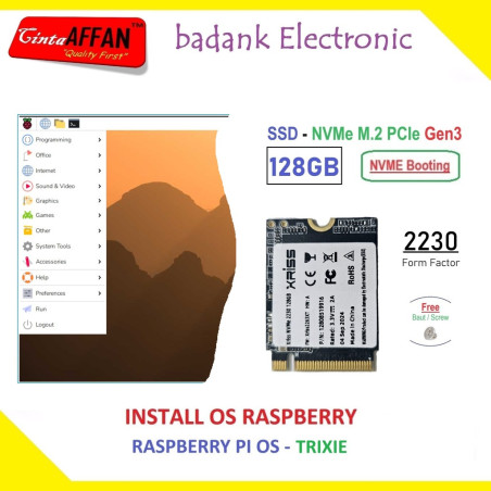 Install OS Raspberry Pi  128GB SSD NVMe M.2 M-Key PCIe Gen3 Form Factor 2230